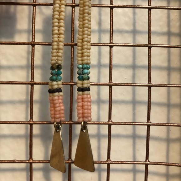 Freestone Handmade turquoise and gold dangles - Picture 3 of 3